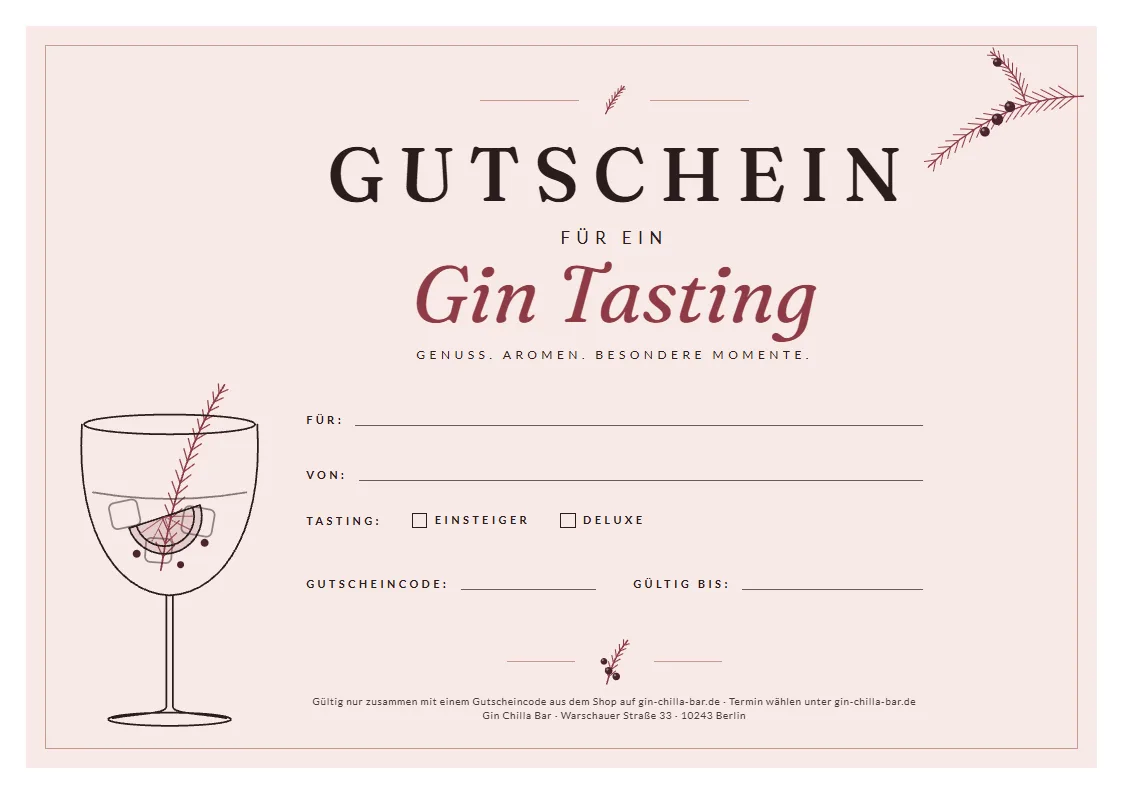 Gutschein für ein Gin Tasting, Variante Rosé