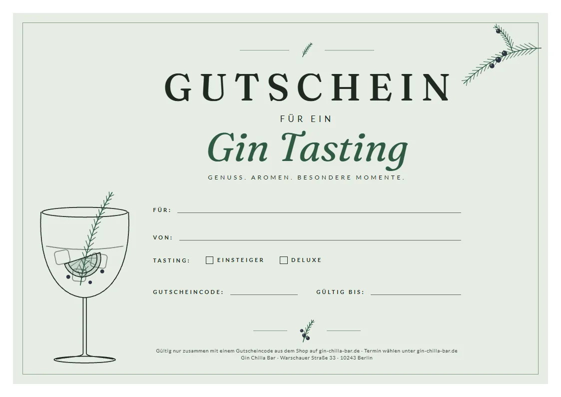 Gutschein für ein Gin Tasting, Variante Salbei